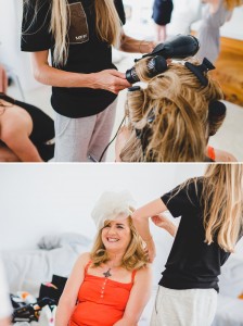 Mother of the bride hair preparations for wedding at the Amante Beach Club