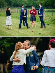 Wedding guests playing croquet on the lawn at New House Farm Hotel Lake District