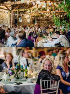 Wedding guests enjoying speeches at New House Farm in Lake District