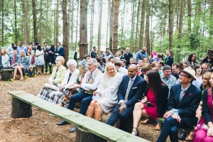 Wedding guests woodland ceremony Camp Katur