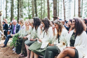 Bridesmaids crying emotional hand fasting ceremony