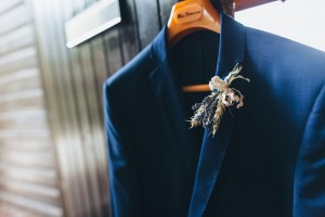 Navy blue fitted suit wedding