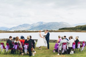 Bride and groom outdoor wedding ceremony Isle of Skye