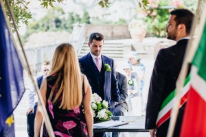 Groom awaiting brides arrival in Villa Fondi Italy