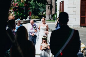 Father of the bride walking bride down the aisle at Villa Fondi