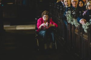 Grandmother reading in church