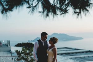 Bride and Groom Sunset Portrait Capri, Italy